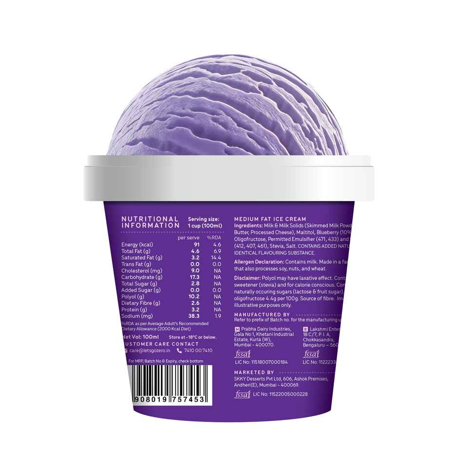 Go Zero Blueberry Cheesecake Guilt Free Ice Cream Cup