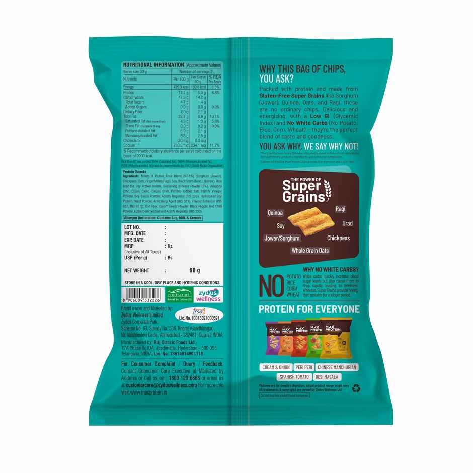 RiteBite Max Protein Cheese & Jalapeno 10 G Multigrain Protein Chips, Healthy Snacks & Munchies