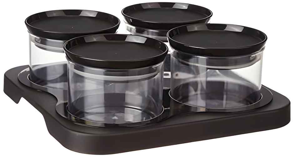 YouBee Storage Container 500ML Set of 4 With Serving Tray for DryFuits, Namkeens