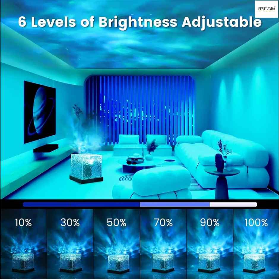 Festivora Ocean Wave 3D LED Projection Night Lamp With Remote Control | Color Changing | Gifting