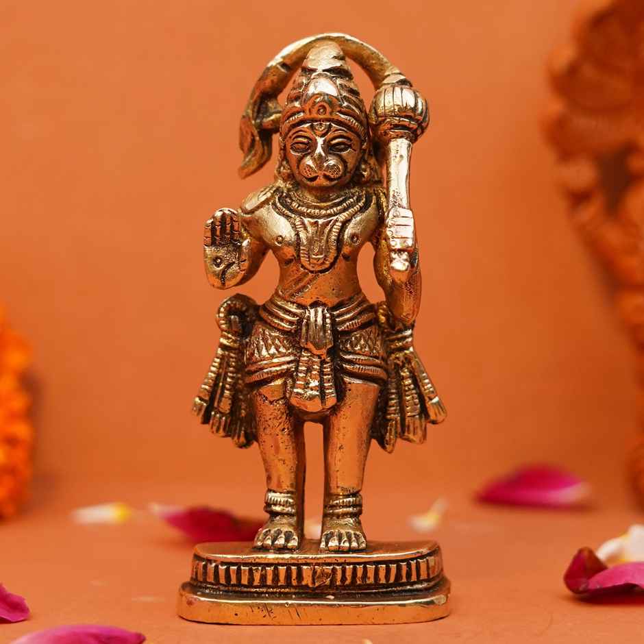 Pure Brass Hanuman Idol | 4 Inch | ServDharm