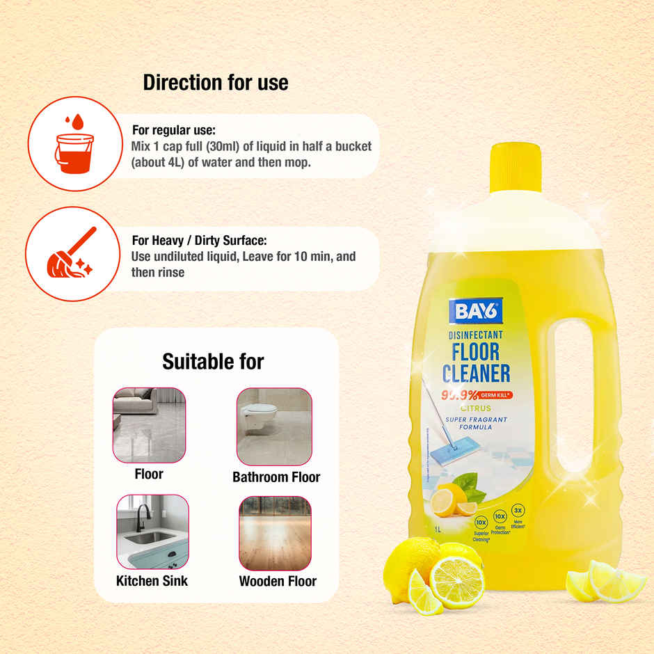 BAY6 Floor Cleaner Super Fragrant Citrus Formula