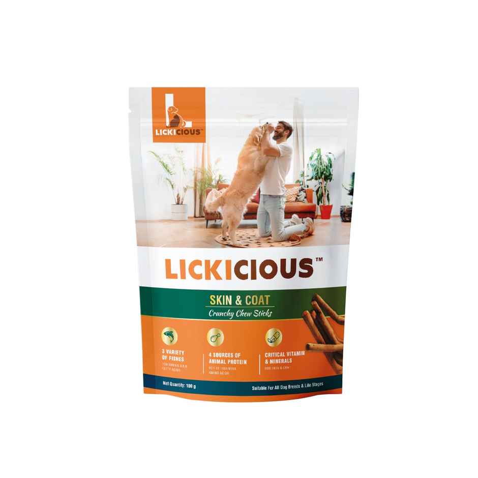 LICKICIOUS Dog Treats for Healthy Skin & Coat with Omega 3,6 & 9 | Fish - Chicken - Egg & Flaxseed