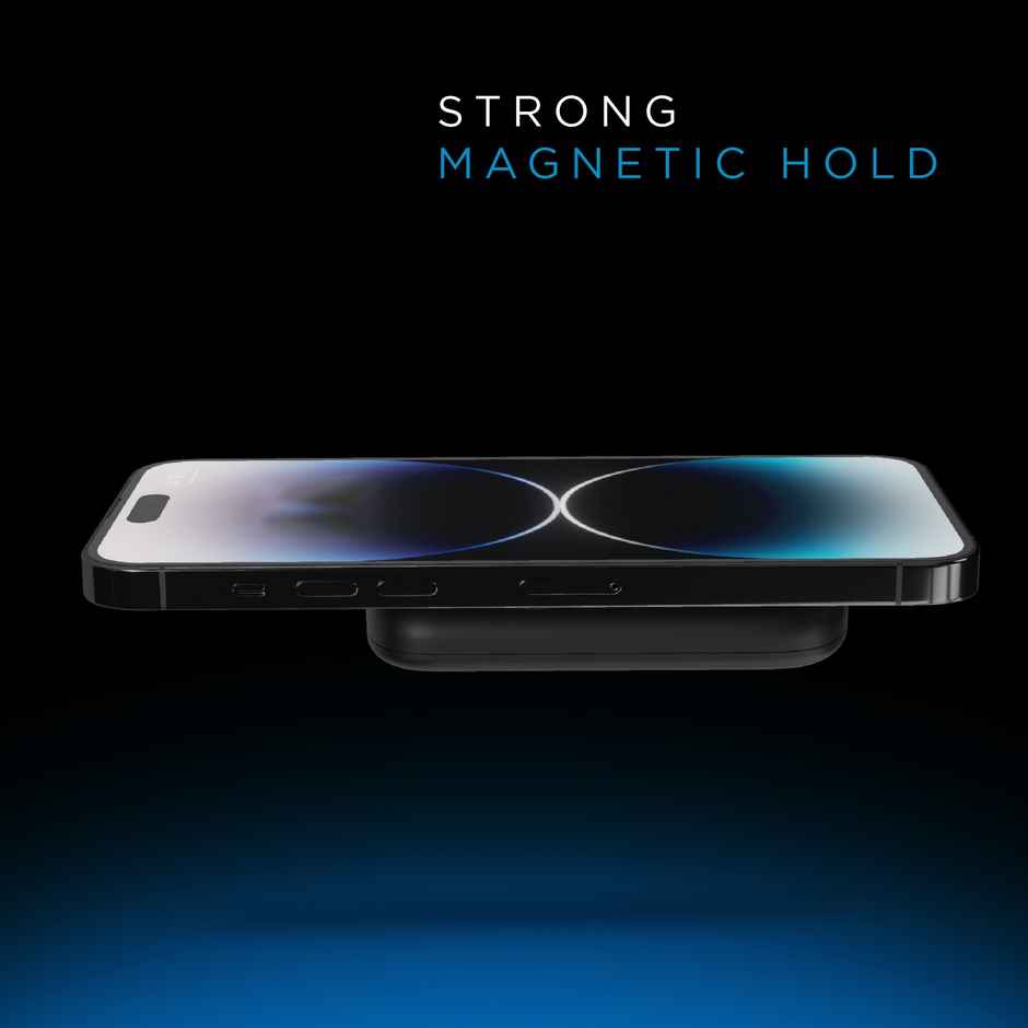 URBN 5000 Mah Premium Magsafe Power Bank | 15W Fast Wireless Charging |Strong Magnetic Hold | Type C Micro USB Input/Output | Pass Through Charging | Magtag Ring Included - Black