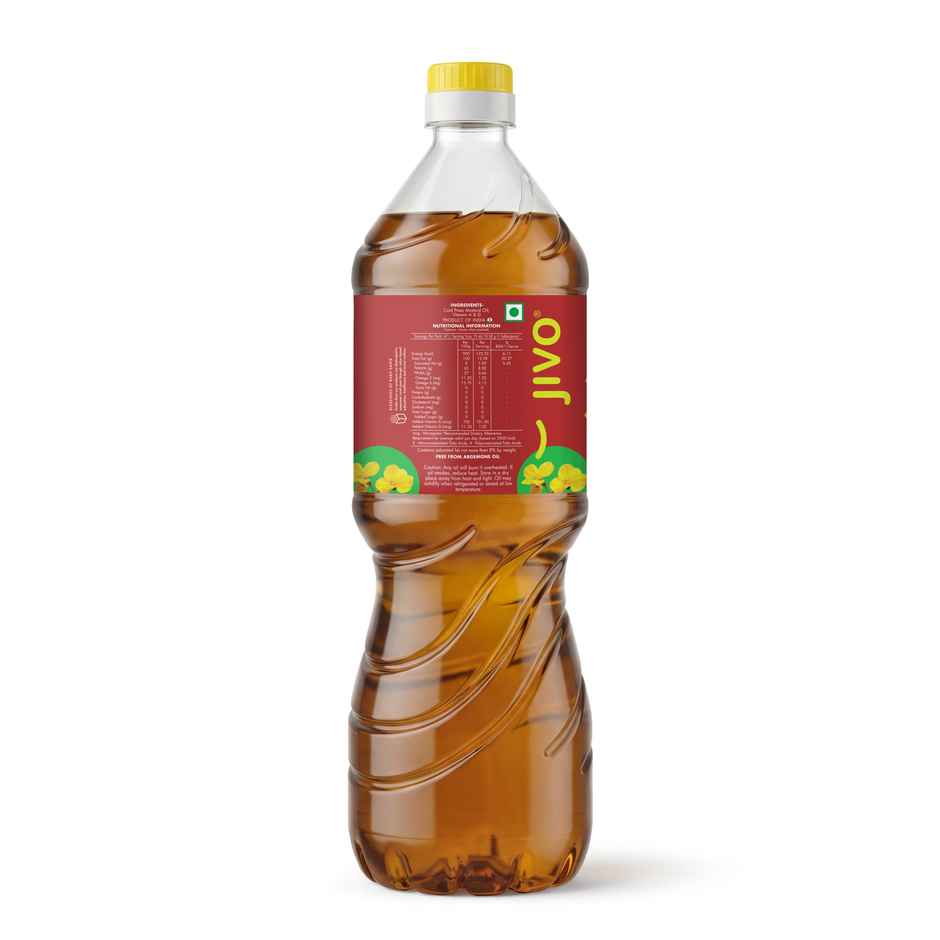Jivo Kachi Ghani Mustard (Sarson) Cold Pressed Oil | Vitamin Fortified Cooking Oil