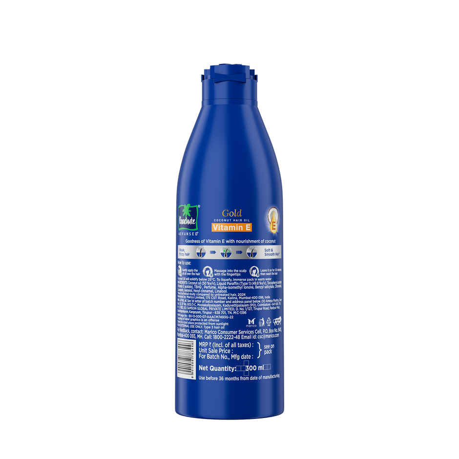 Parachute Advansed Gold Vitamin E Coconut Hair Oil| Long & Soft Hair| No Paraben & Silicones