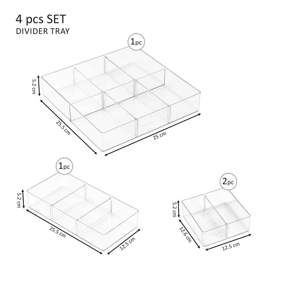 Steelo Divider Tray Set | 1 Big, 1 Medium, 2 Small