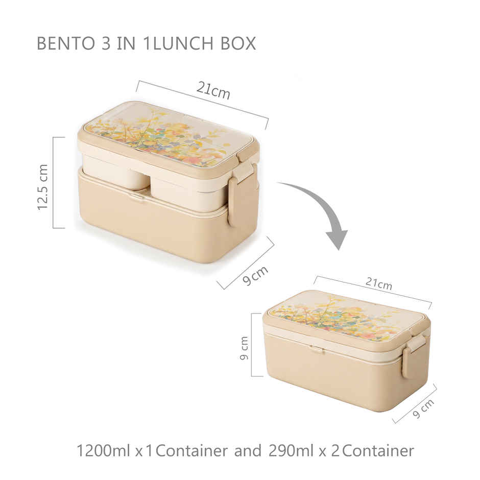 Steelo Bento 3 in 1 Lunch Box | Flower Print