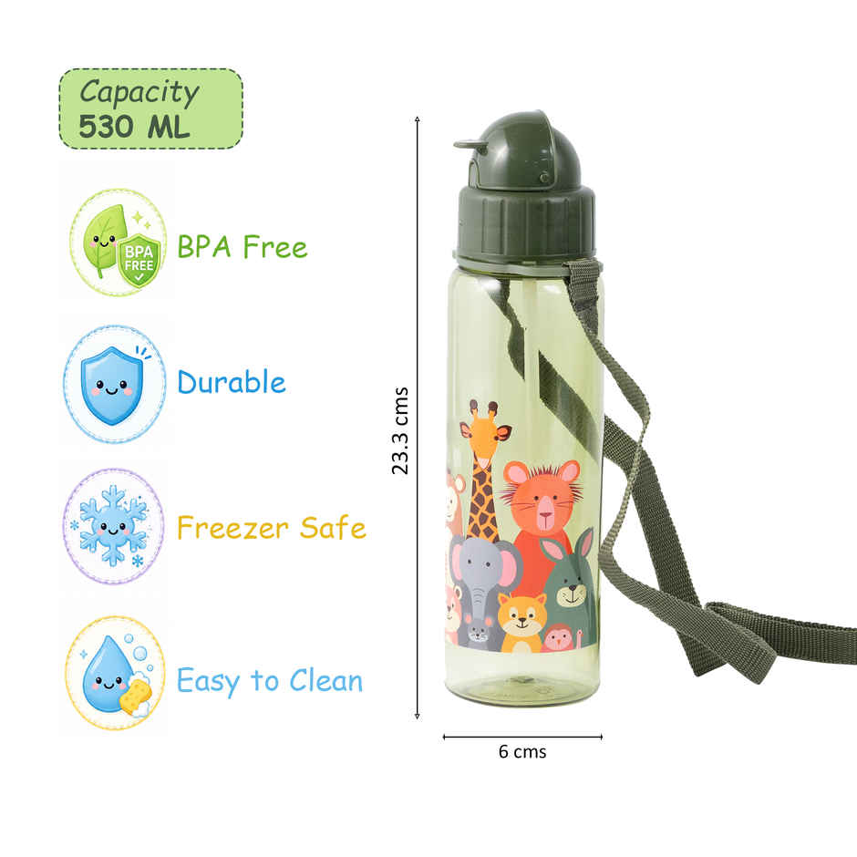 Steelo SipKid Bottle | Green with Print | 530 ml
