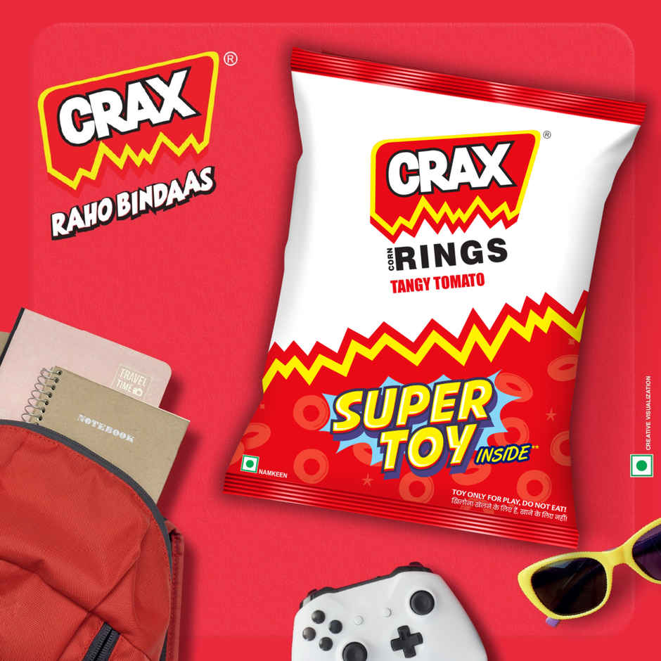 Crax Corn Rings Tangy Tomato Puffs Snacks with Super Toys Combo