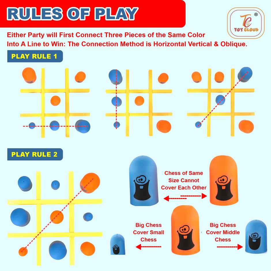 Toy Cloud Tic Tac Toe Gobble Game Cartoon Character Pieces with Durable Grid Board