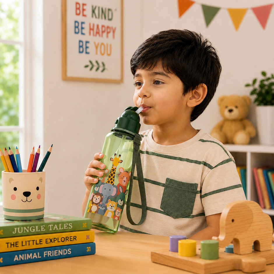Steelo SipKid Bottle | Green with Print | 530 ml