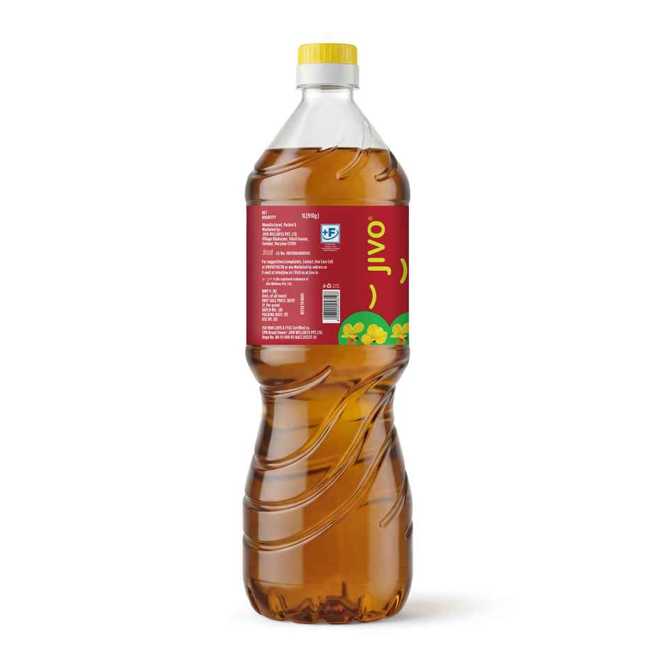 Jivo Kachi Ghani Mustard (Sarson) Cold Pressed Oil | Vitamin Fortified Cooking Oil