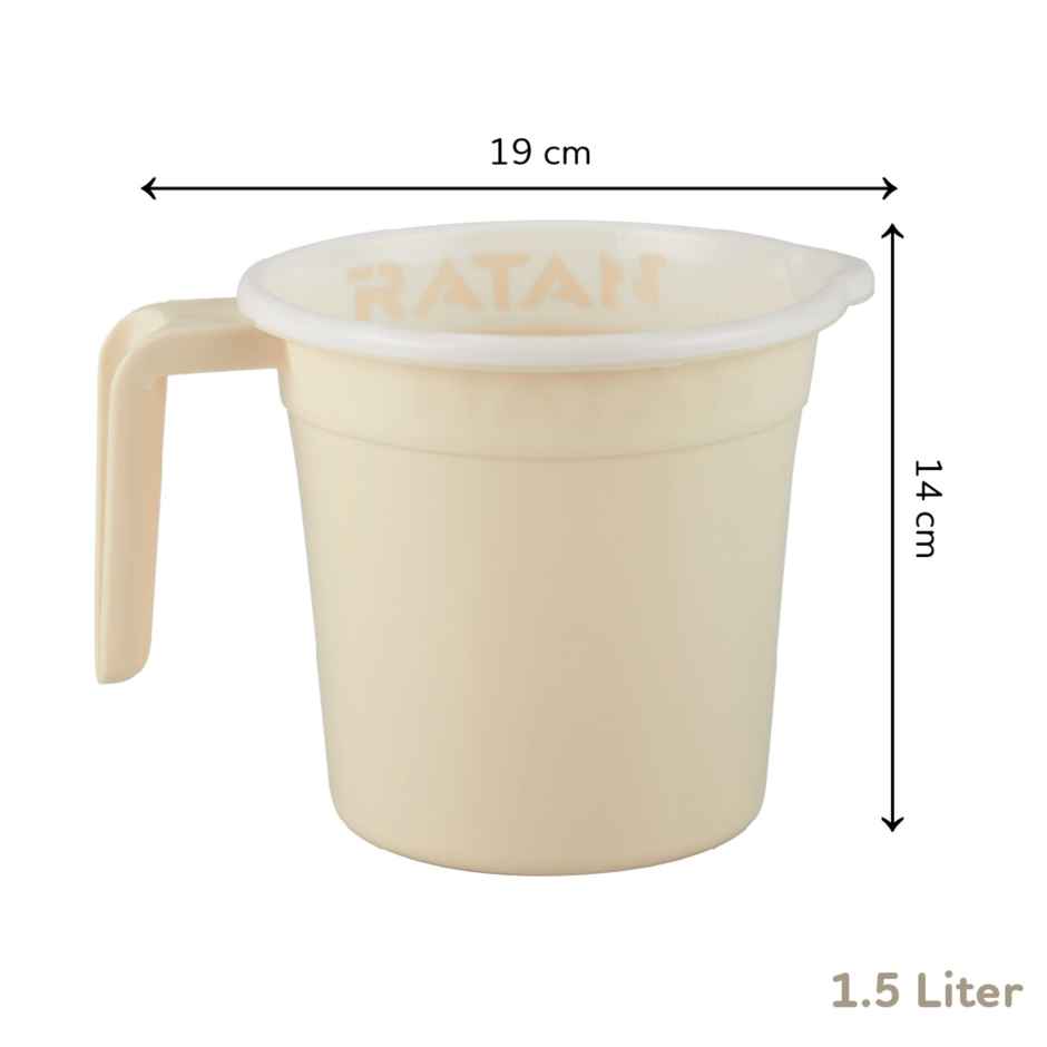 Ratan Plasticware Gloria Bath Mug | 1.5 L | Twist Beige | Pack Of 1