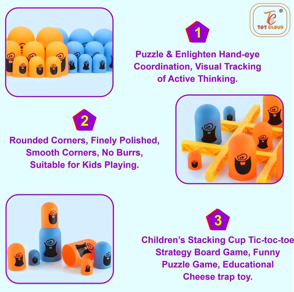 Toy Cloud Tic Tac Toe Gobble Game Cartoon Character Pieces with Durable Grid Board