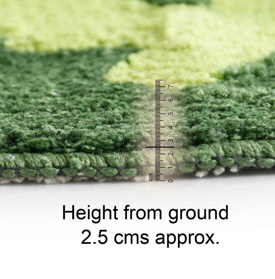 Saral Home Cotton Anti-Skid Round Leaf Bathmat | Green - 60 x 60 cm