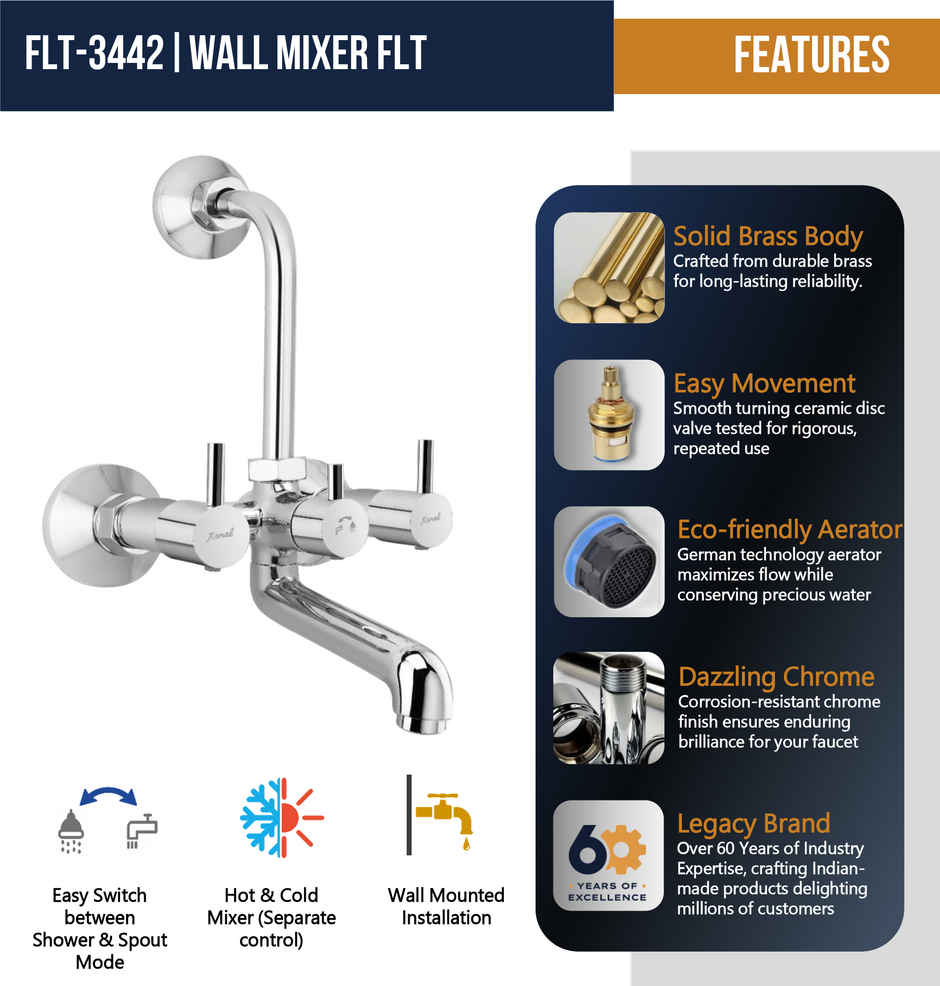Kamal | With Bend Flt Mixer Faucet