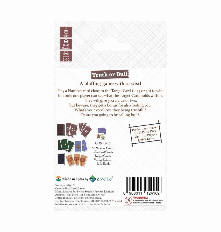 Zvata Truth or Bull | Party Card Game for Ages 14+ 