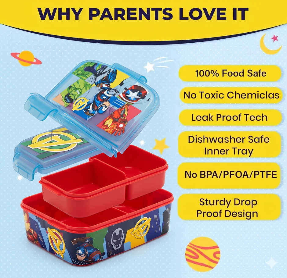 Striders Spiderman Single Compartment Lunch Box With Cutlerys Multicolor | 310 ml