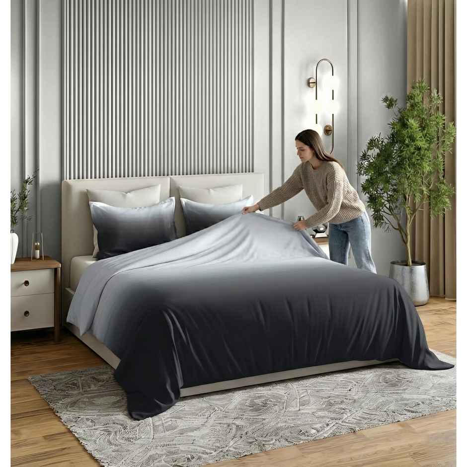 Dream Living Ombrey Double Bedsheet Set | Grey - 220 x 250 cm