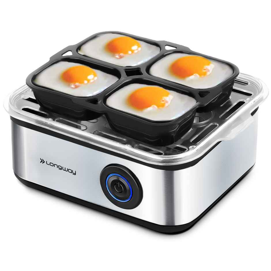 Longway LWEB04 500 Watt Stainless Steel Egg Boiler/Cooker for Steaming(Silver,8 Eggs)