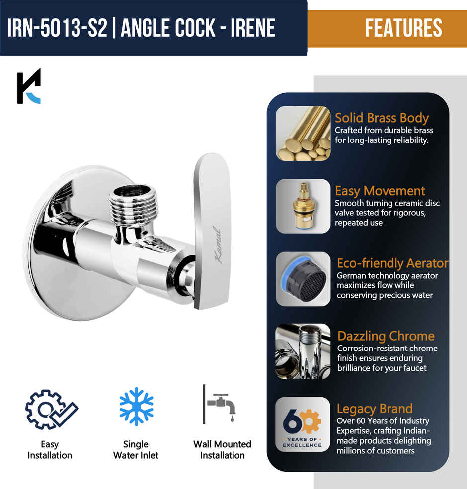 Kamal Angle Cock - Irene | Set Of 2 | Irn-5013-S2 Angle Cock Faucet