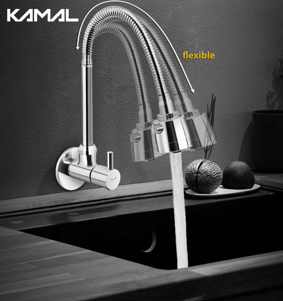 Kamal Sink Spray Dixy - Wall Mounted | Heavy Brass Body & Knob | Ss304 Rust Resistant