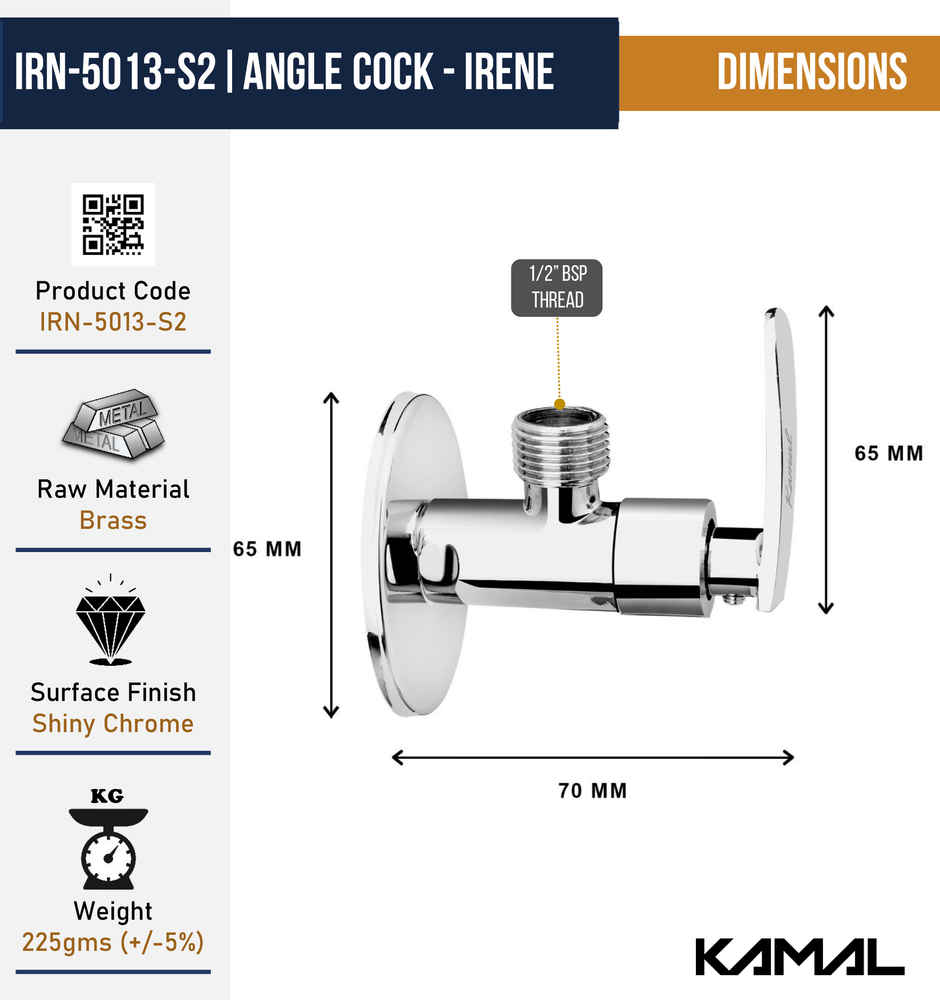 Kamal Angle Cock - Irene | Set Of 2 | Irn-5013-S2 Angle Cock Faucet