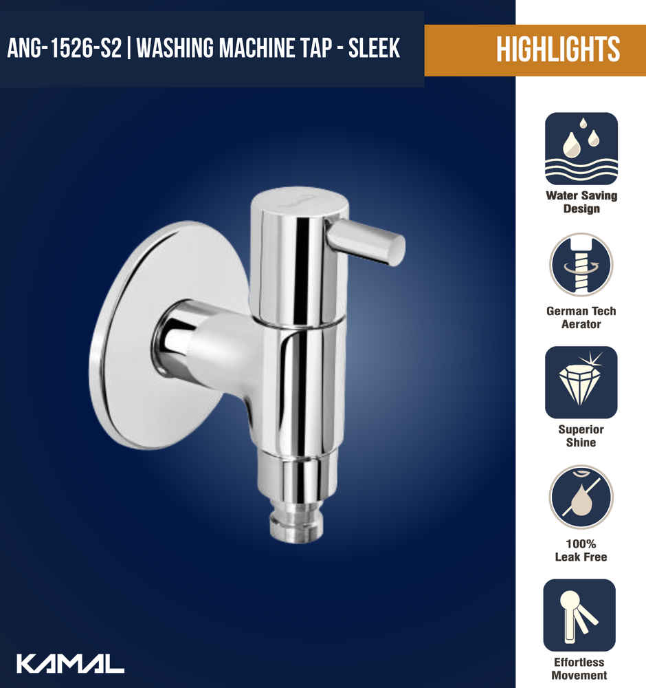 Kamal Washing Machine Tap - Sleek | Set Of 2 Nozzle Cock Faucet