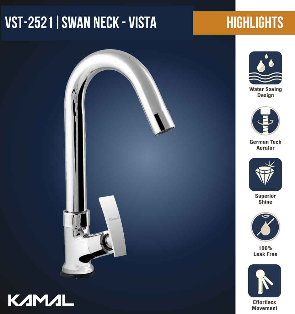 Kamal Deck Mounted Pillar Cock - Vista | Vst-2521 Spout Faucet