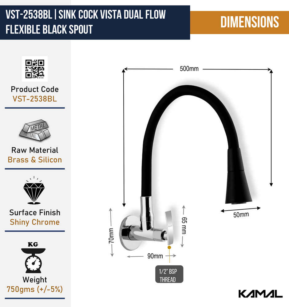 Kamal Flexible Sink Faucet Vista - Flexo Play | 360 Degree Flexible Spout | Dual Flow Pattern Show
