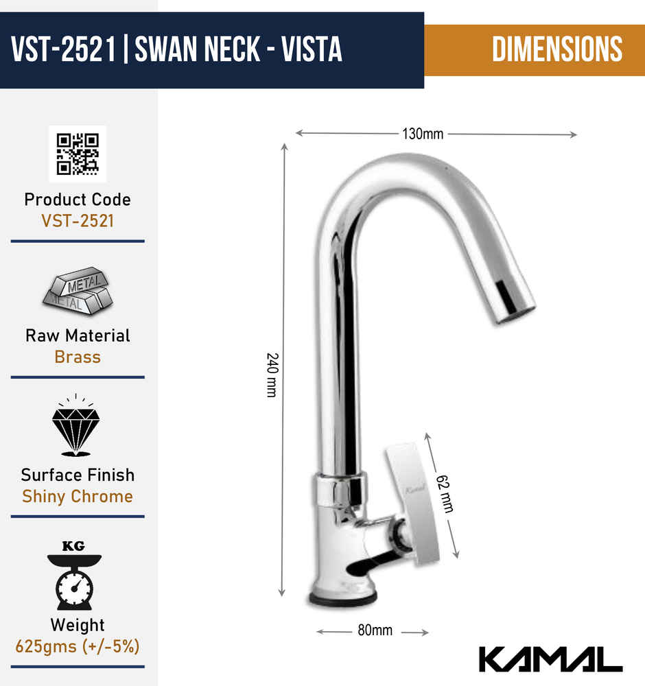 Kamal Deck Mounted Pillar Cock - Vista | Vst-2521 Spout Faucet