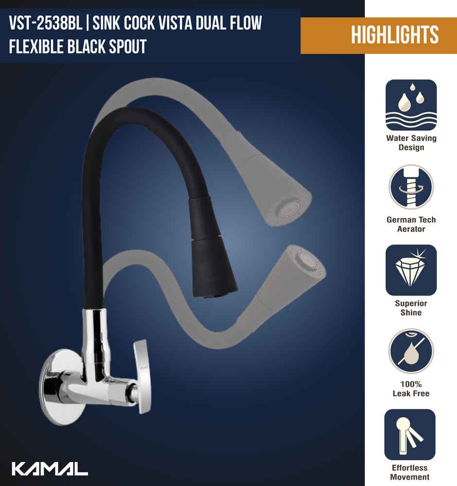 Kamal Flexible Sink Faucet Vista - Flexo Play | 360 Degree Flexible Spout | Dual Flow Pattern Show