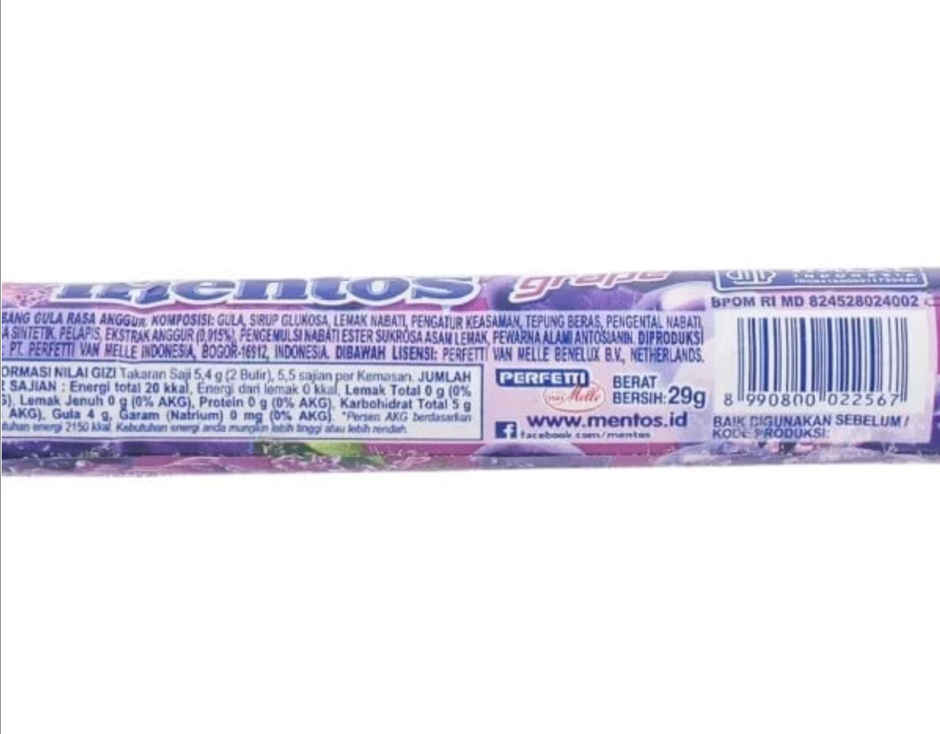 Mentos Grape Candy Roll