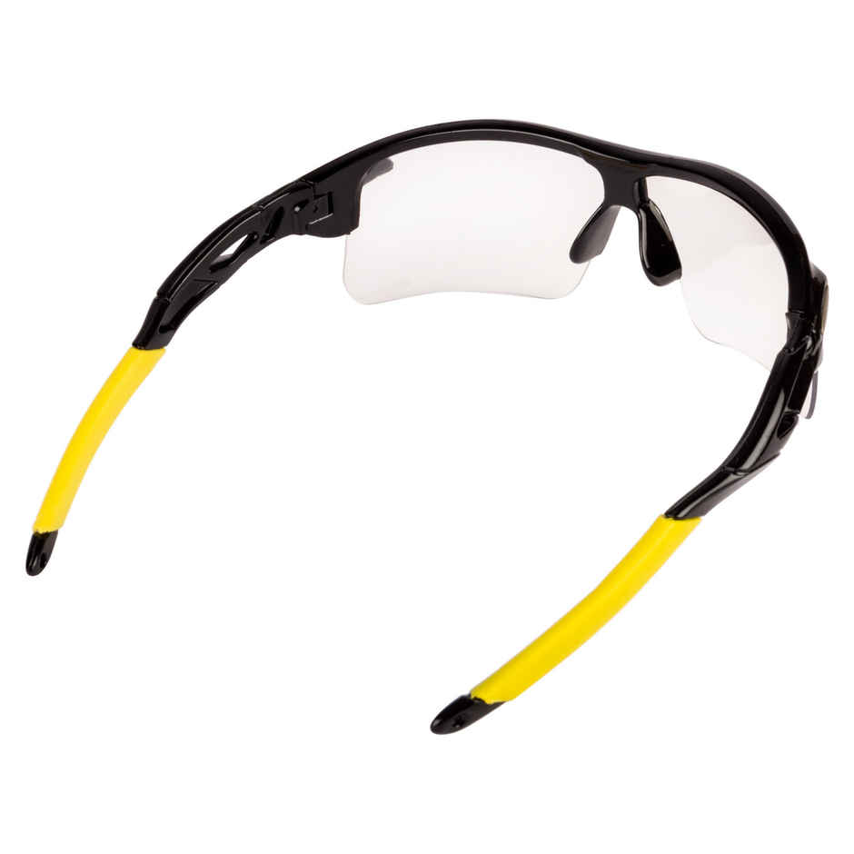 NuVew Unisex Sports Riding Sunglasses | Black-Yellow frame with Clear lens - Medium
