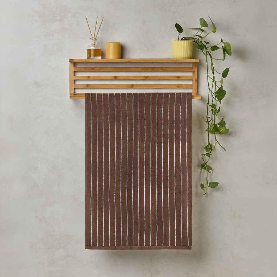 Himeya Pin Stripe 350 GSM Cotton Bath Towel | Chocolate Brown