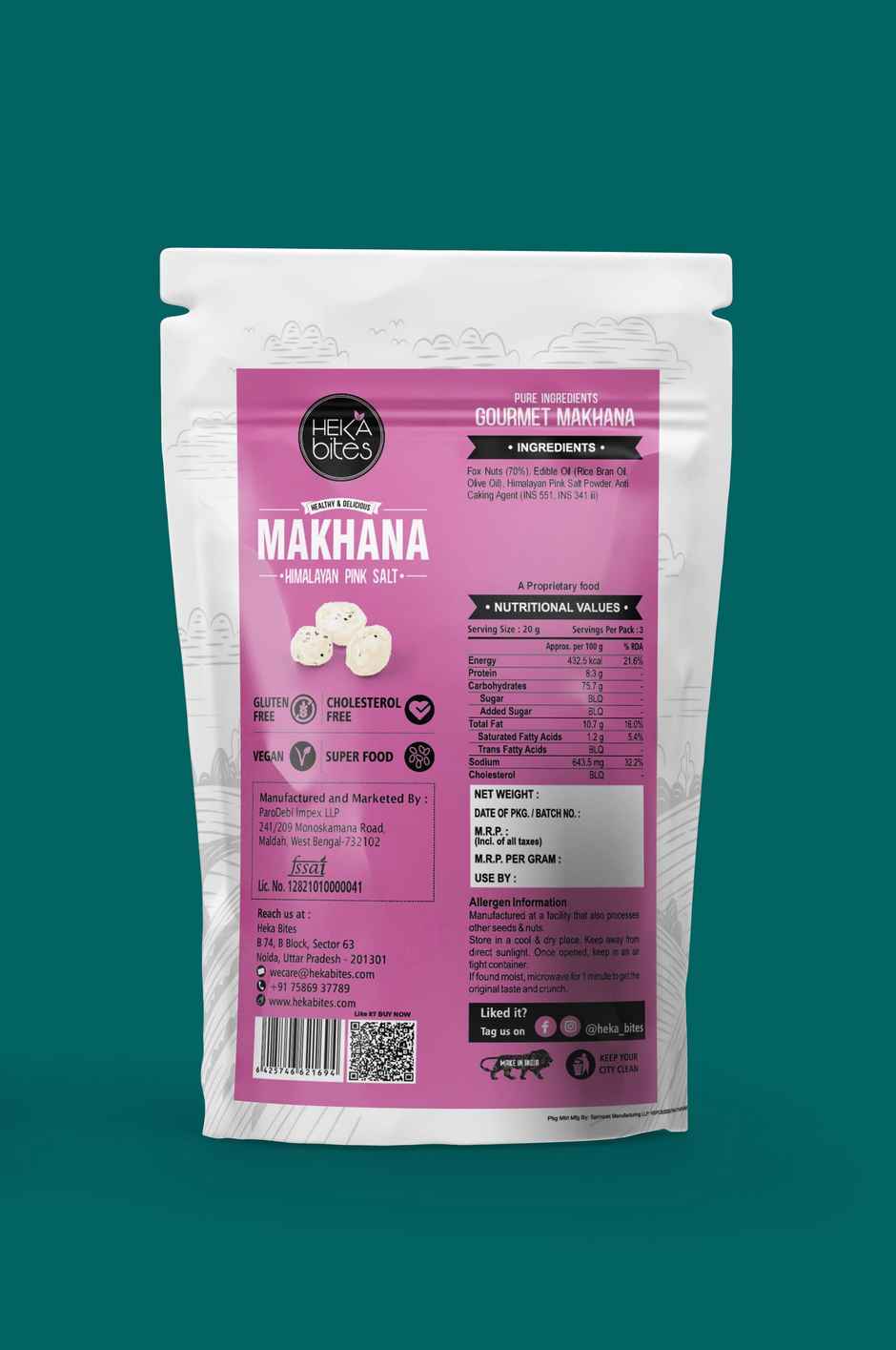 Heka Bites Roasted Makhana Himalayan Pink Salt