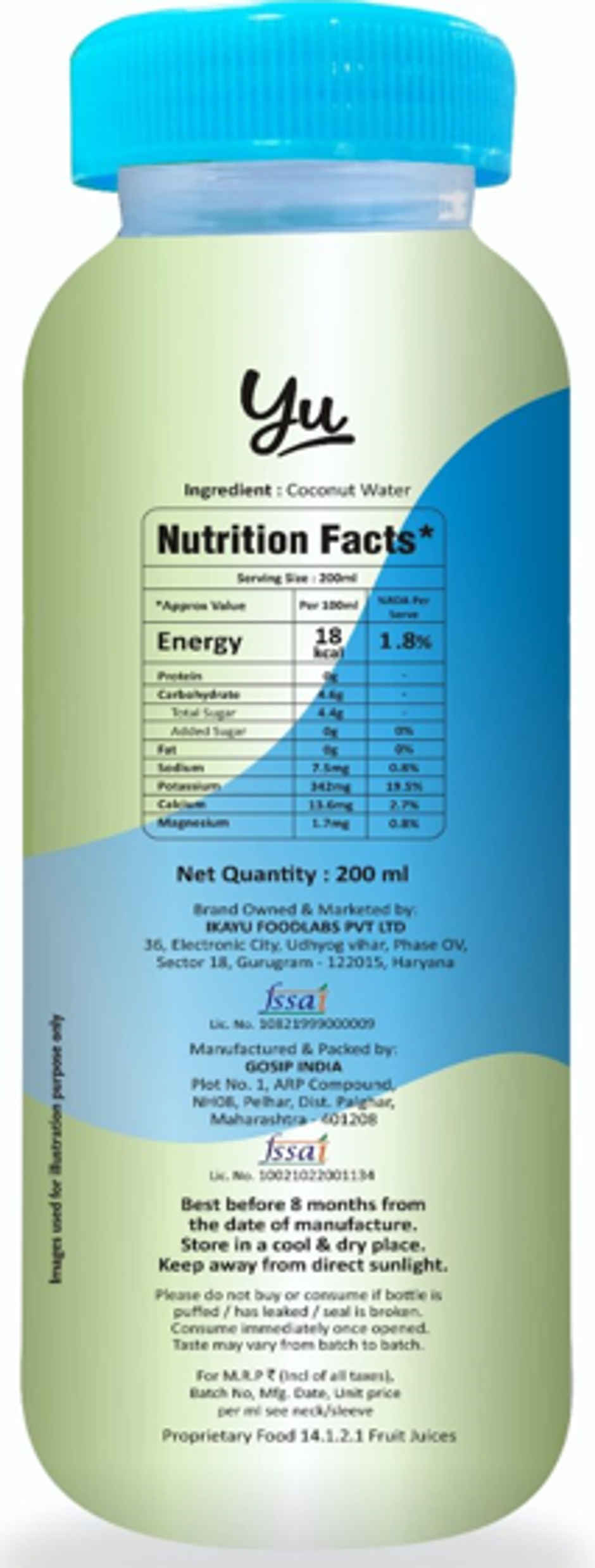 Yu 100% Natural Coconut Water | 200 ml Combo