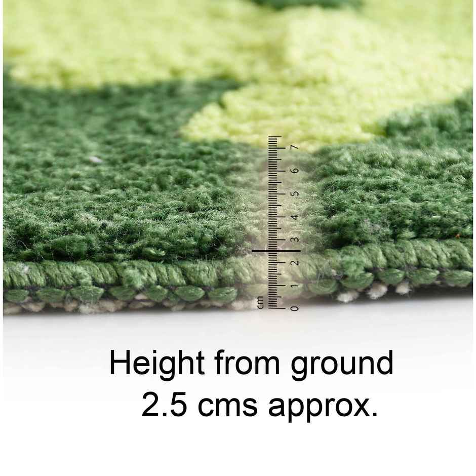 Saral Home Cotton Anti-Skid Round Leaf Bathmat | 60 x 60 cm | Green