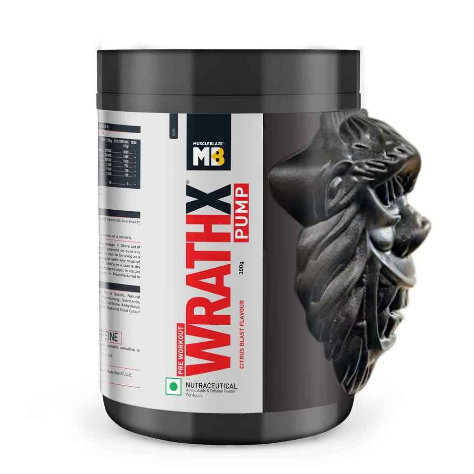 MuscleBlaze Pre Workout WrathX, (Citrus Blast, 30 Servings,)