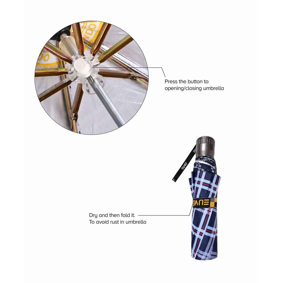 Eume Convoy 21.5 Inch Manual Open Umbrella - Navy Blue Checks