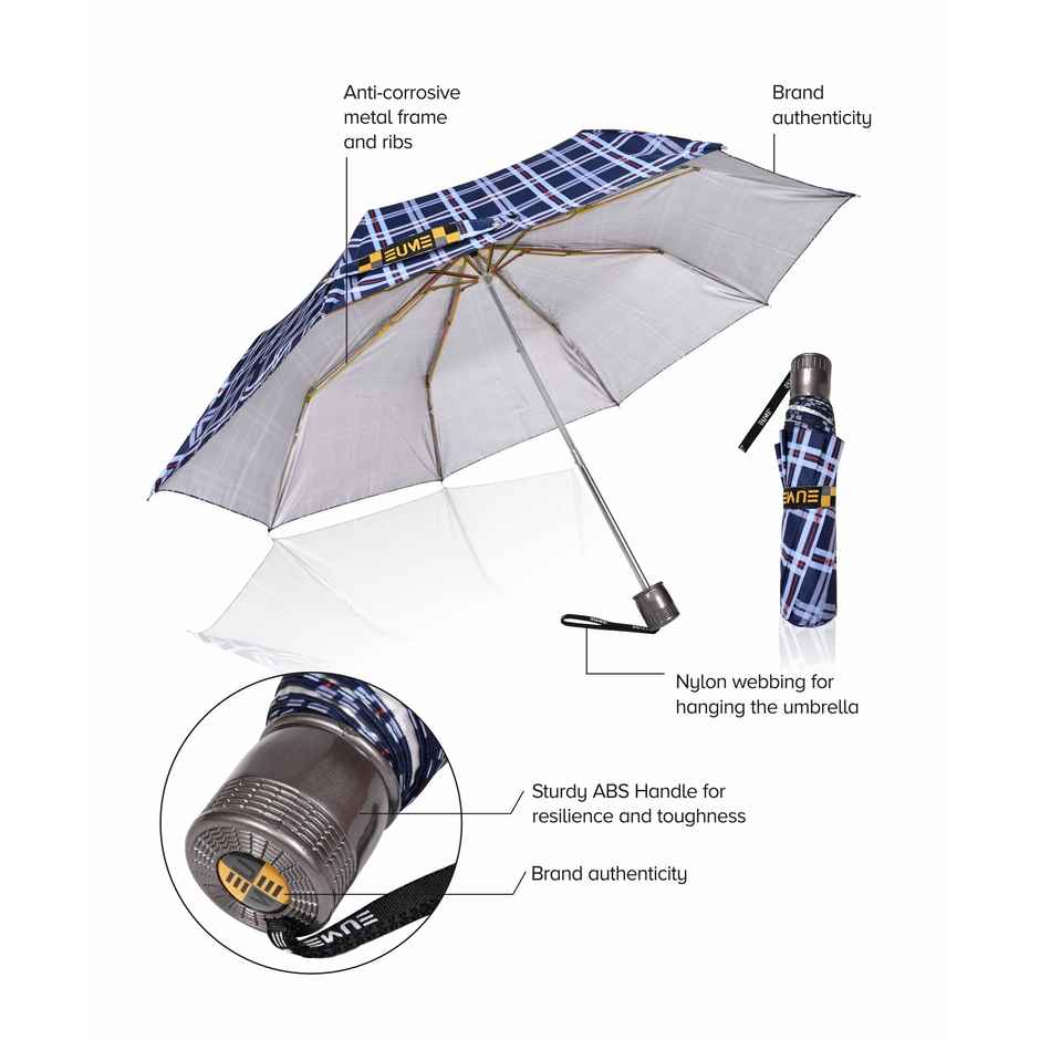 Eume Convoy 21.5 Inch Manual Open Umbrella - Navy Blue Checks