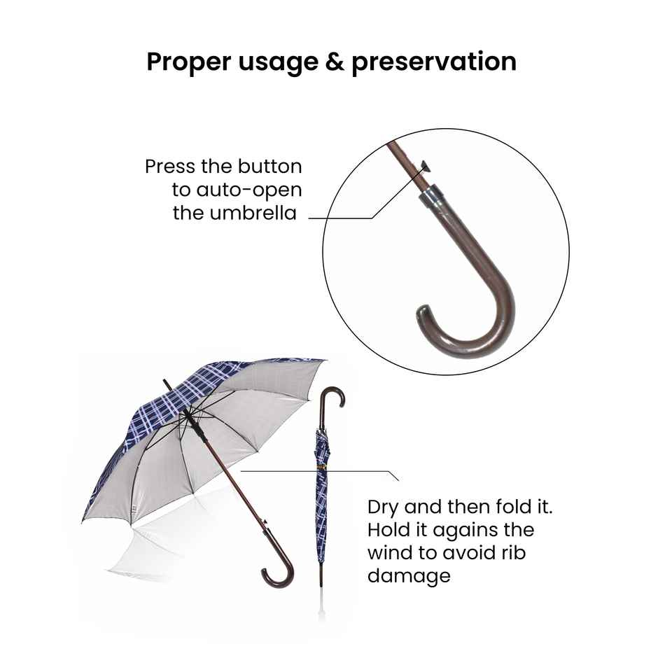 Eume Forlin 23 Inch Auto Open Umbrella - Navy Blue Checks