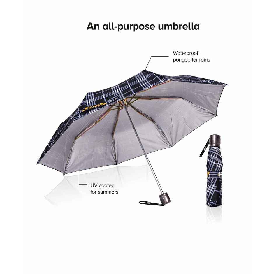Eume Convoy Manual Open Umbrella - Black Checks | 21.5 Inch | 3 Fold