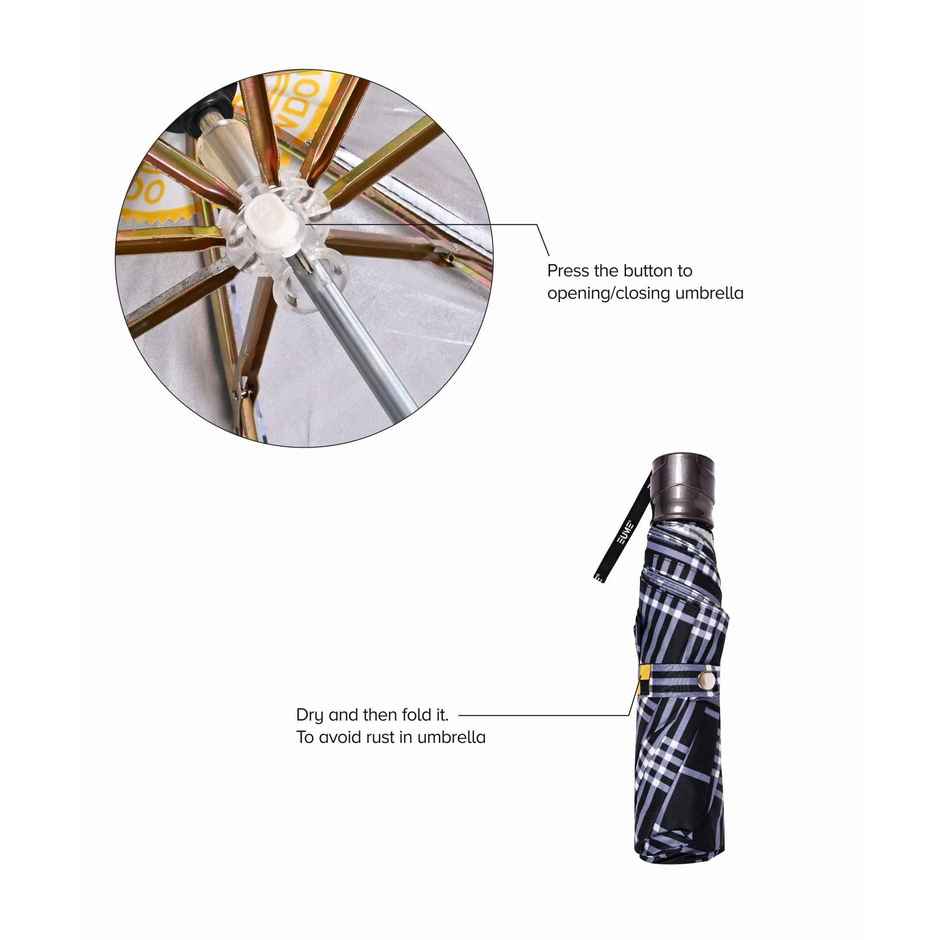Eume Convoy Manual Open Umbrella - Black Checks | 21.5 Inch | 3 Fold