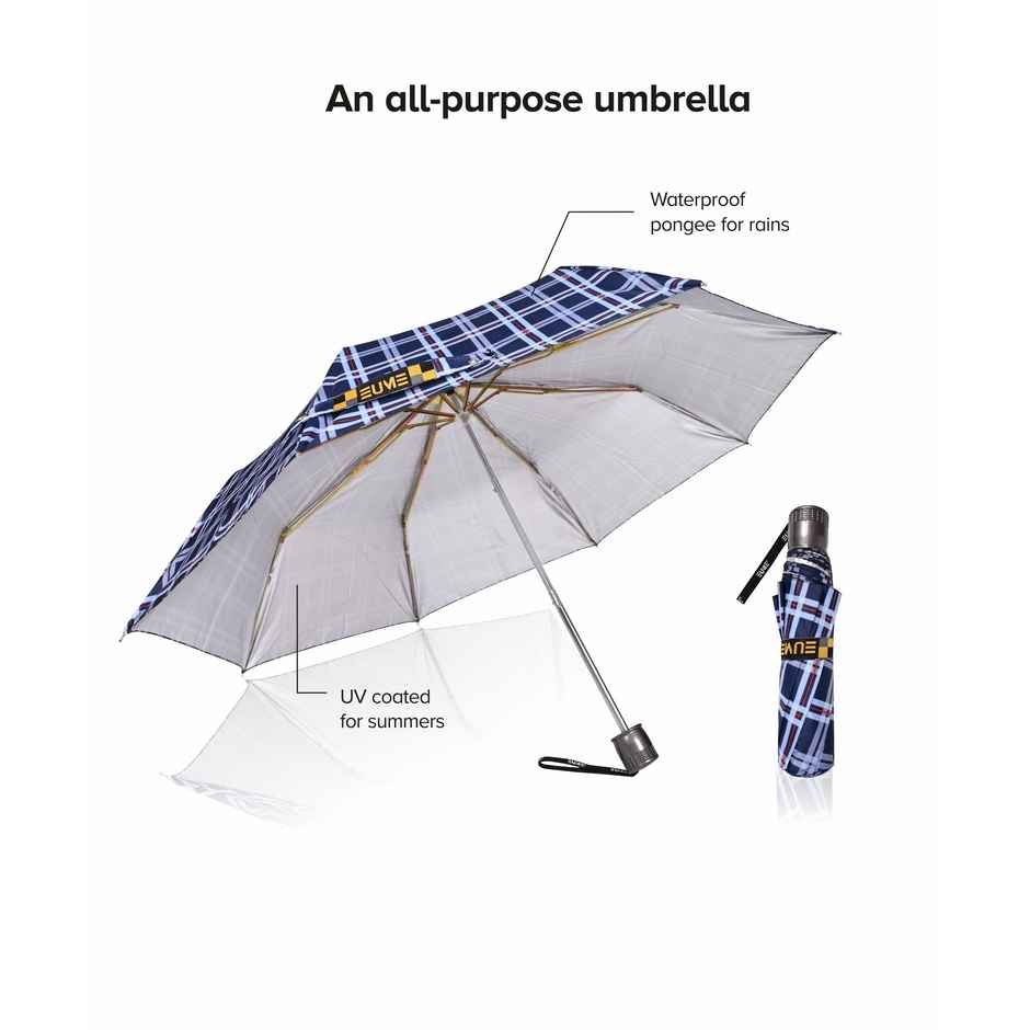 Eume Convoy 21.5 Inch Manual Open Umbrella - Navy Blue Checks