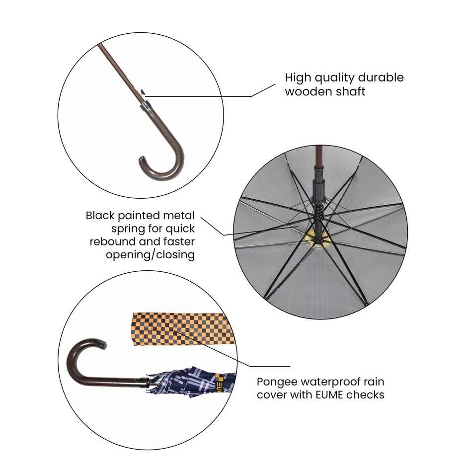 Eume Forlin 23 Inch Auto Open Umbrella - Navy Blue Checks