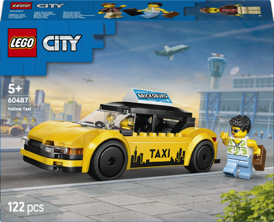 LEGO City Yellow Taxi Model Car Kit with 2 Minifigures 60487
