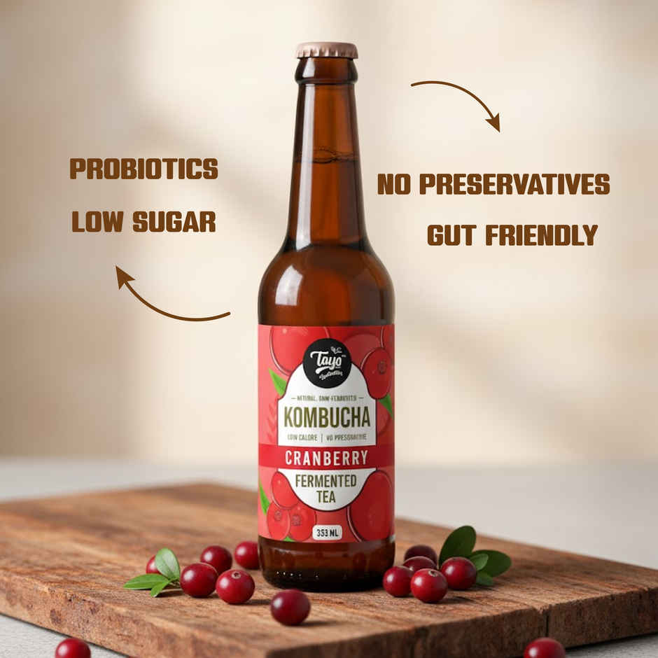 Toyo Kombucha Cranberry Kombucha(330ml) & Beyond Snã¡Ck Kerala Banana Chips - Hot And Sweet Chilli(75gms) Combo