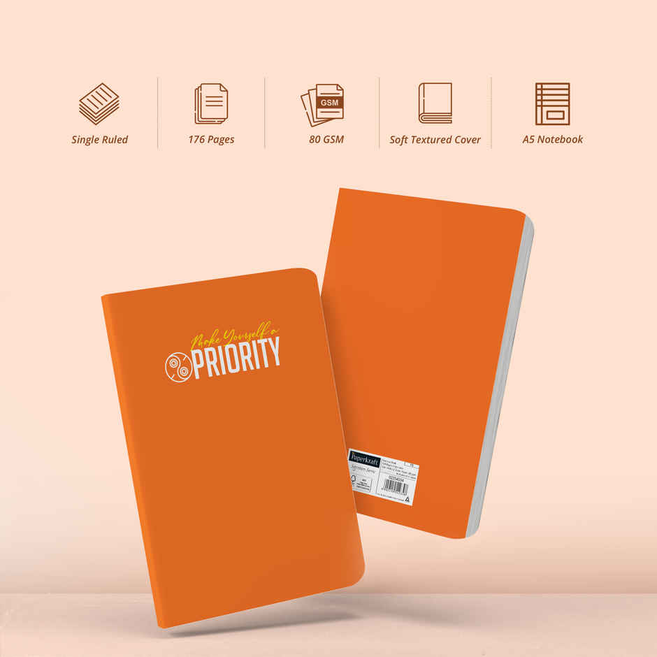 Paperkraft | Signature Series | A5 Size | 176 Pages | 80 Gsm | Single Line | Assorted